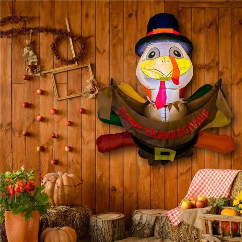 New 3.5 FT Thanksgiving Inflatable Decorations Outdoor, Turkey Broke - Picture 5 of 7